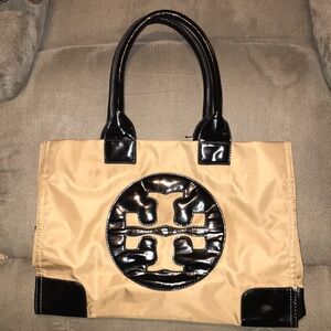 Tory Burch Ella Tan Nylon Shoulder Bag